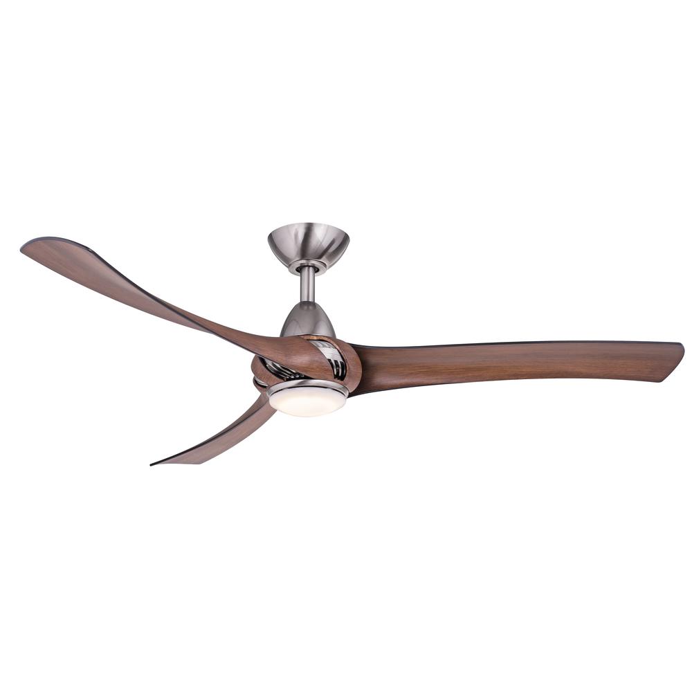 Droid LED Nickel Walnut Ceiling Fan. Picture 1