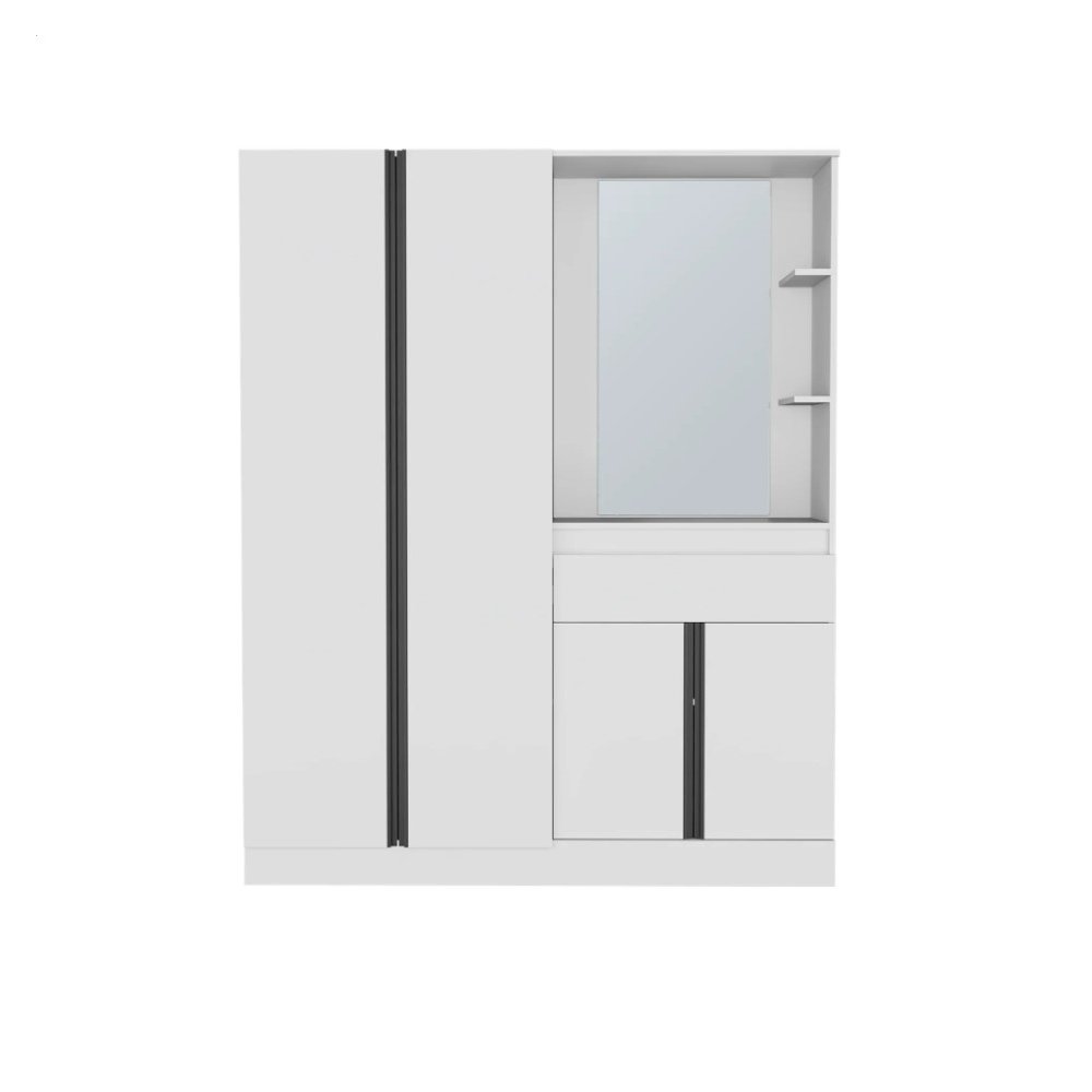 Kamelot Armoire With Double Doors, Hanging Rod And Interior Shelves, White. Picture 3