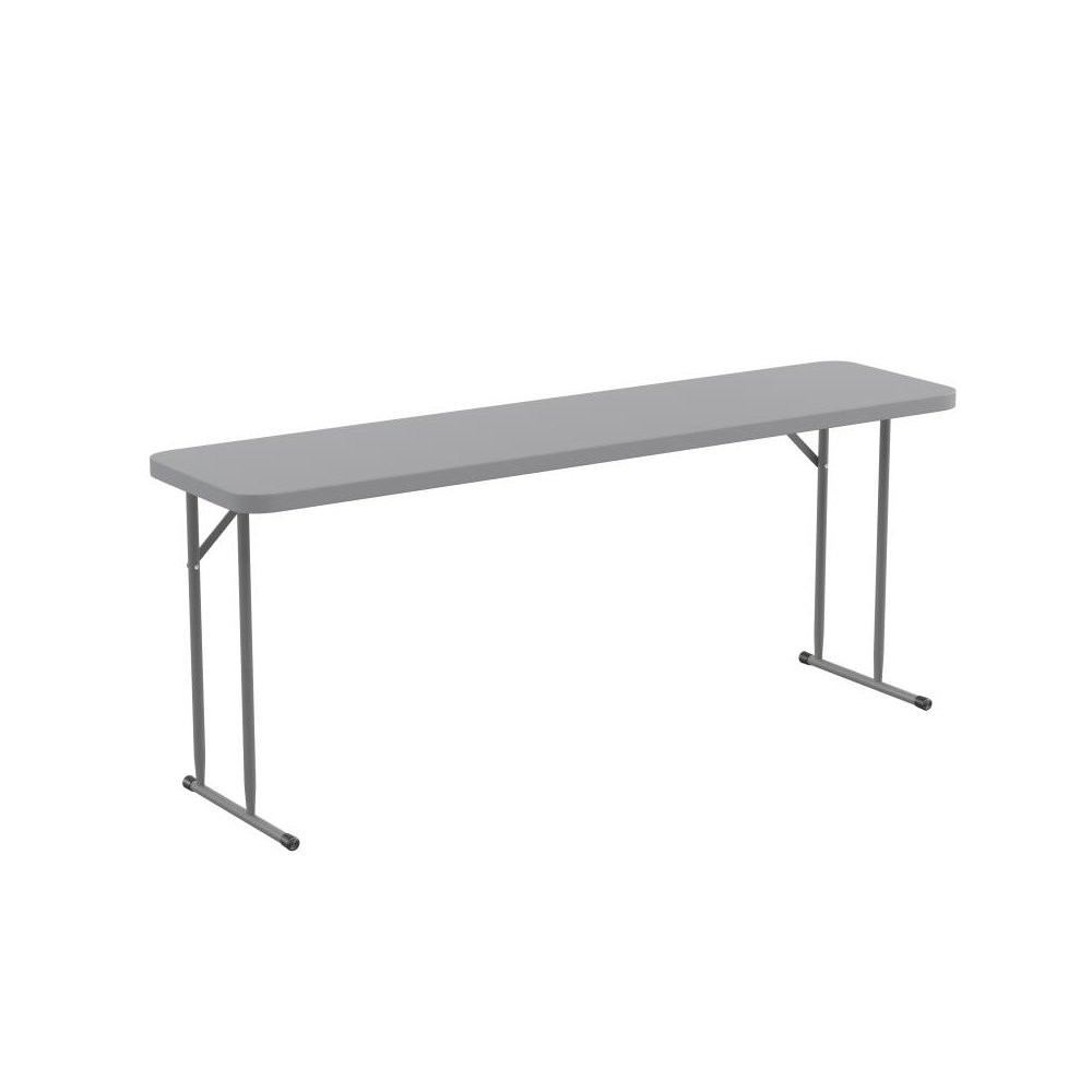 6-Foot Gray Plastic Folding Training Table. Picture 1