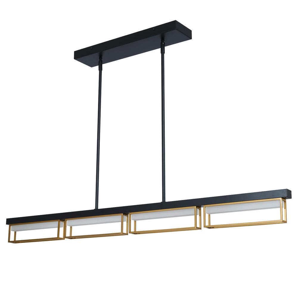 4- Light Framed Pendant with Frosted Glass Diffuser. Picture 2