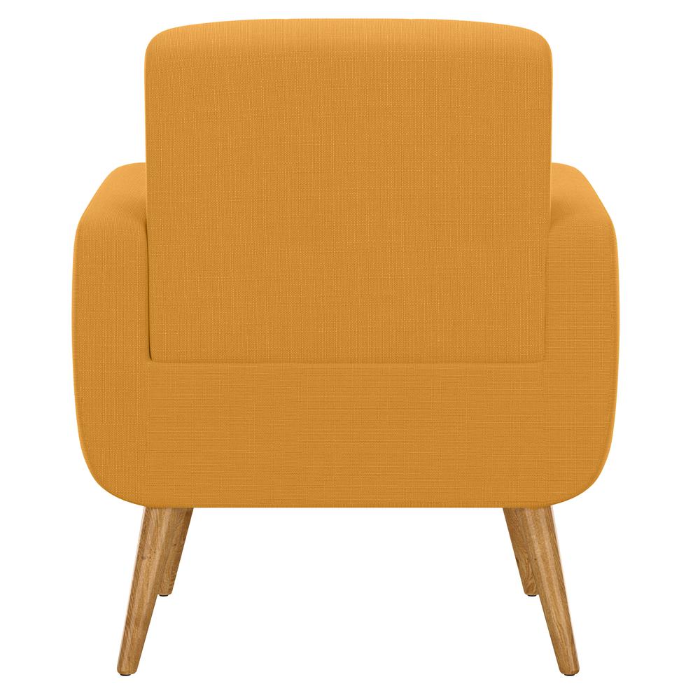 Armchair in Mustard Yellow Linen with Natural Legs. Picture 4