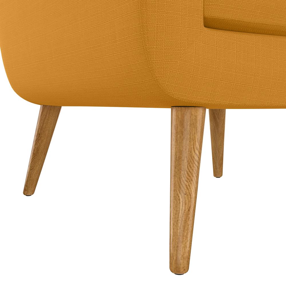 Armchair in Mustard Yellow Linen with Natural Legs. Picture 7