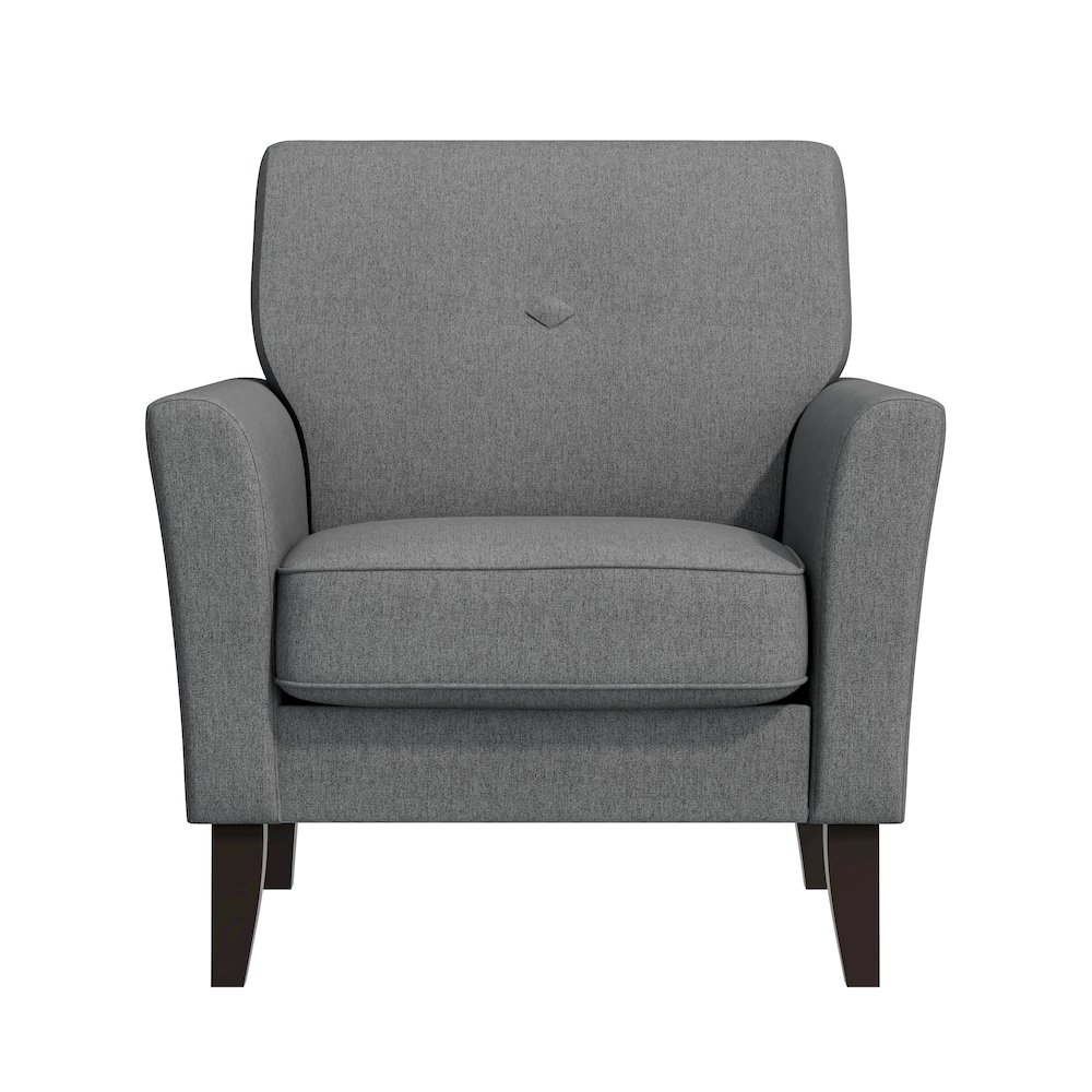 Alex Transitional Flared Arm Armchair in Smoky Gray Velour. Picture 2