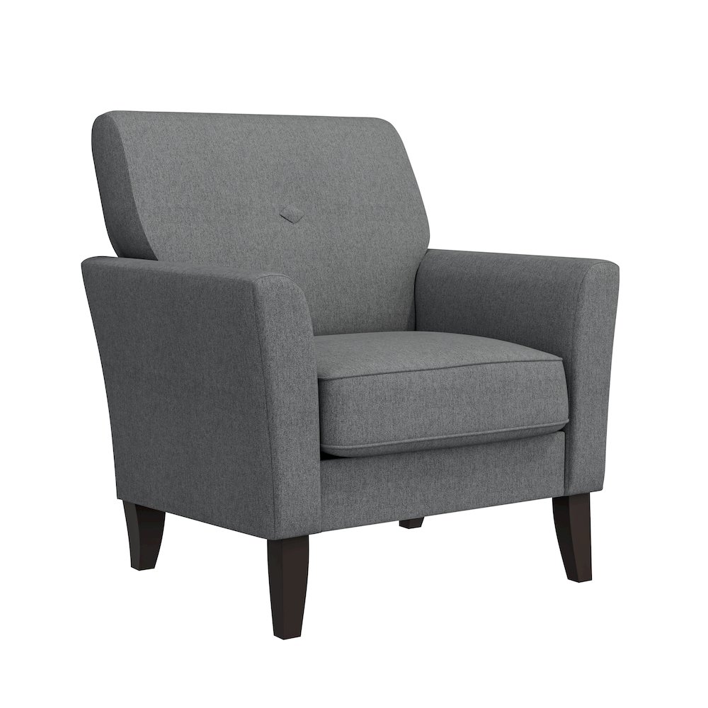 Alex Transitional Flared Arm Armchair in Smoky Gray Velour. Picture 1