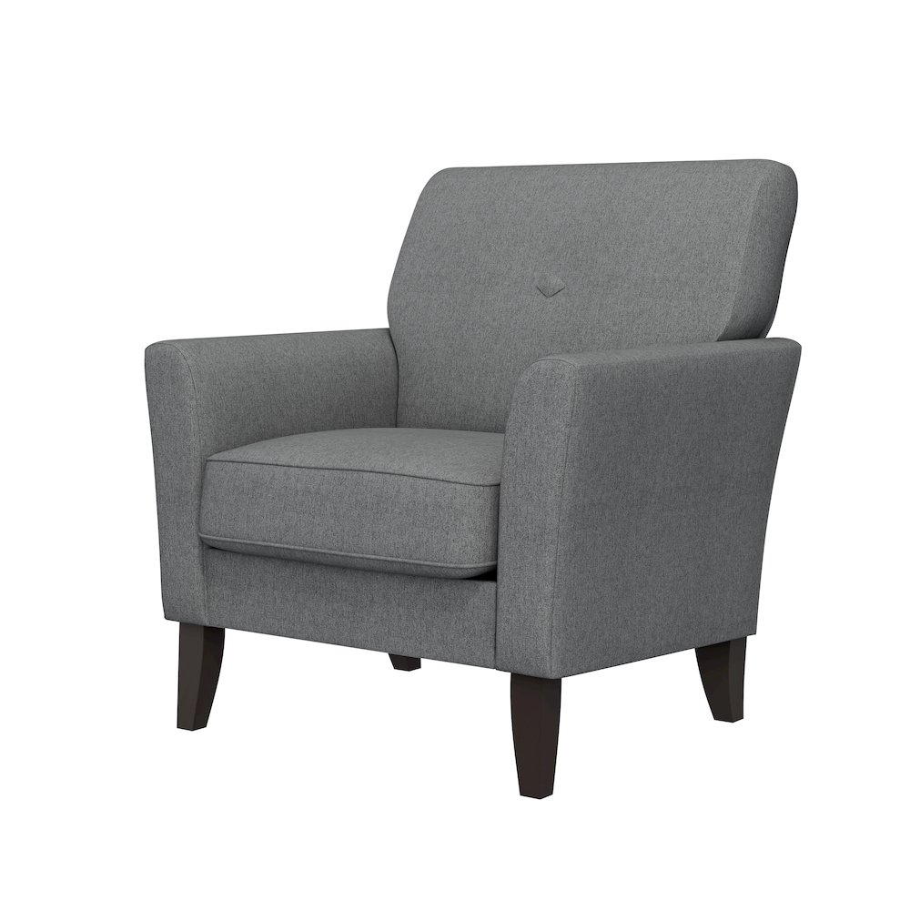 Alex Transitional Flared Arm Armchair in Smoky Gray Velour. Picture 3