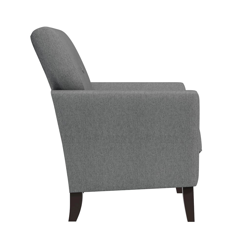 Alex Transitional Flared Arm Armchair in Smoky Gray Velour. Picture 4