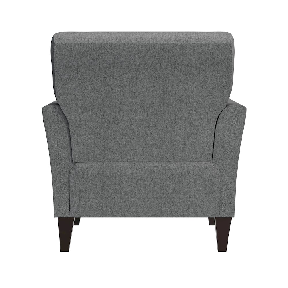 Alex Transitional Flared Arm Armchair in Smoky Gray Velour. Picture 5