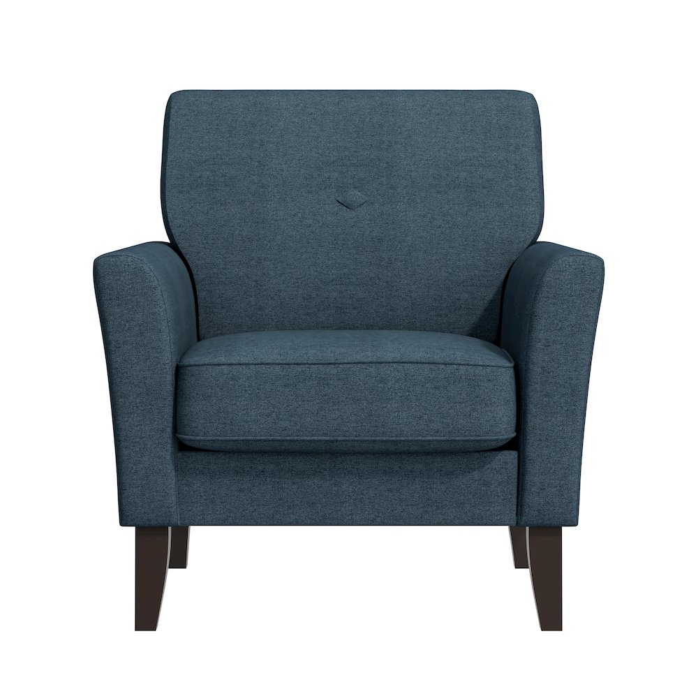 Alex Transitional Flared Arm Armchair in Blue Velour. Picture 2