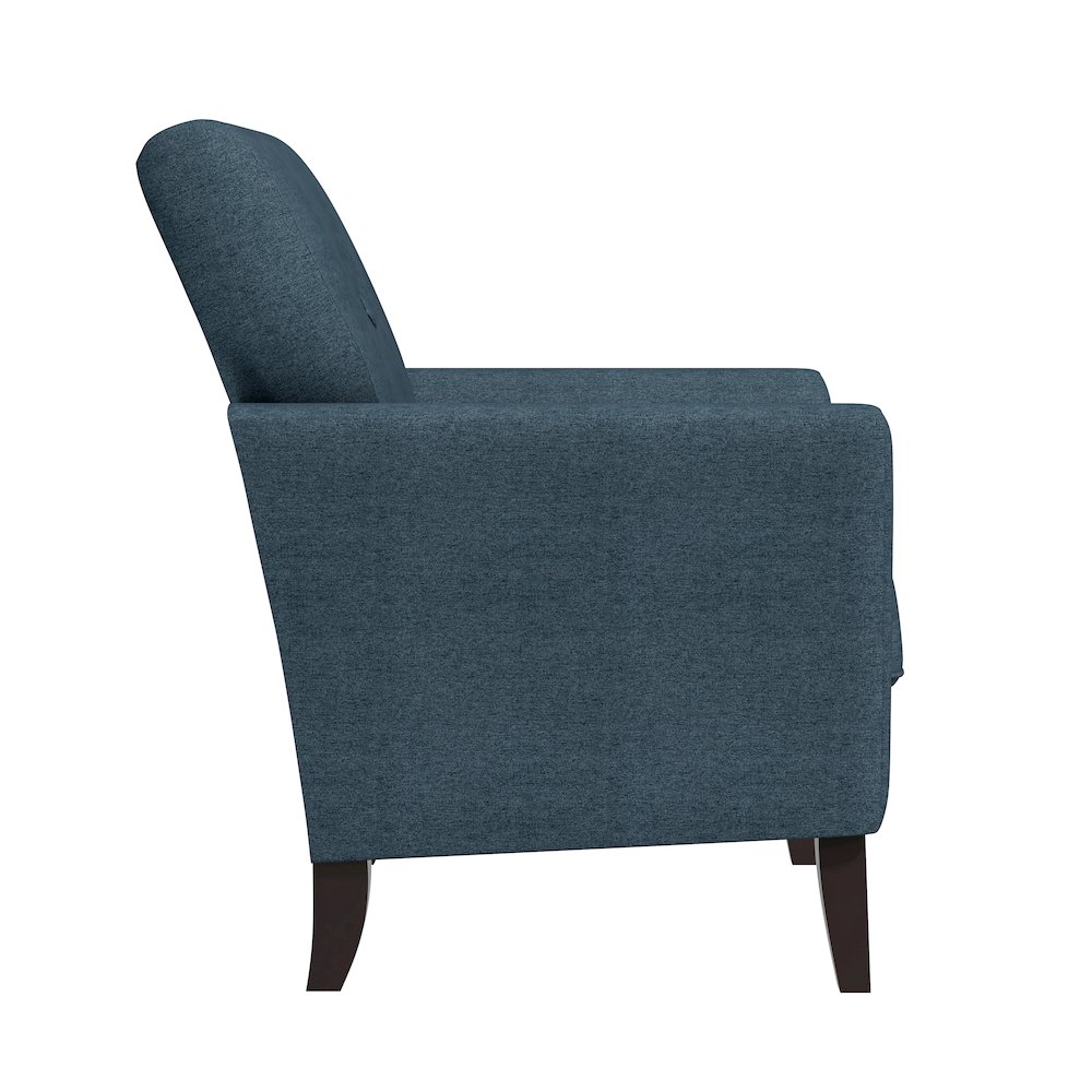 Alex Transitional Flared Arm Armchair in Blue Velour. Picture 4