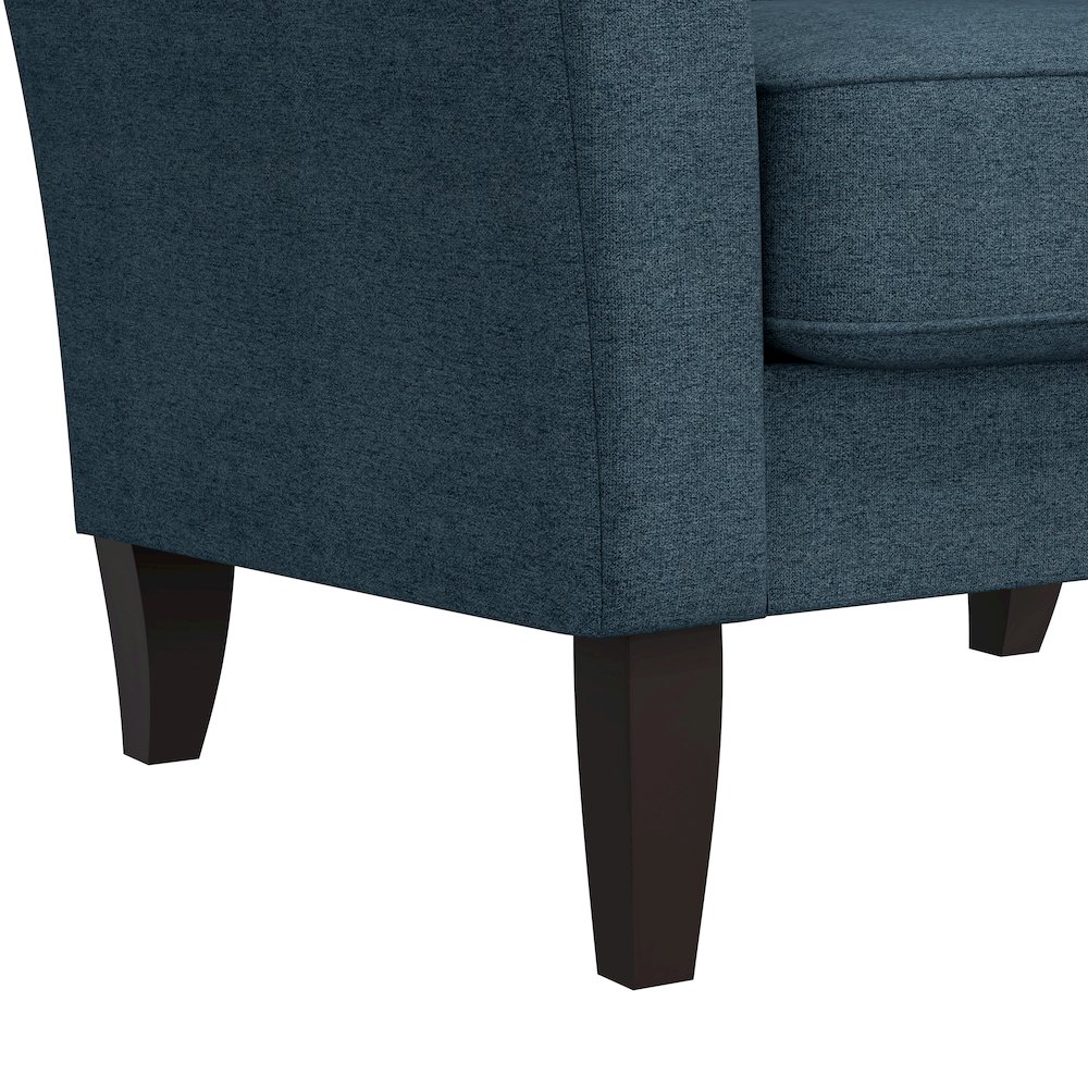 Alex Transitional Flared Arm Armchair in Blue Velour. Picture 6