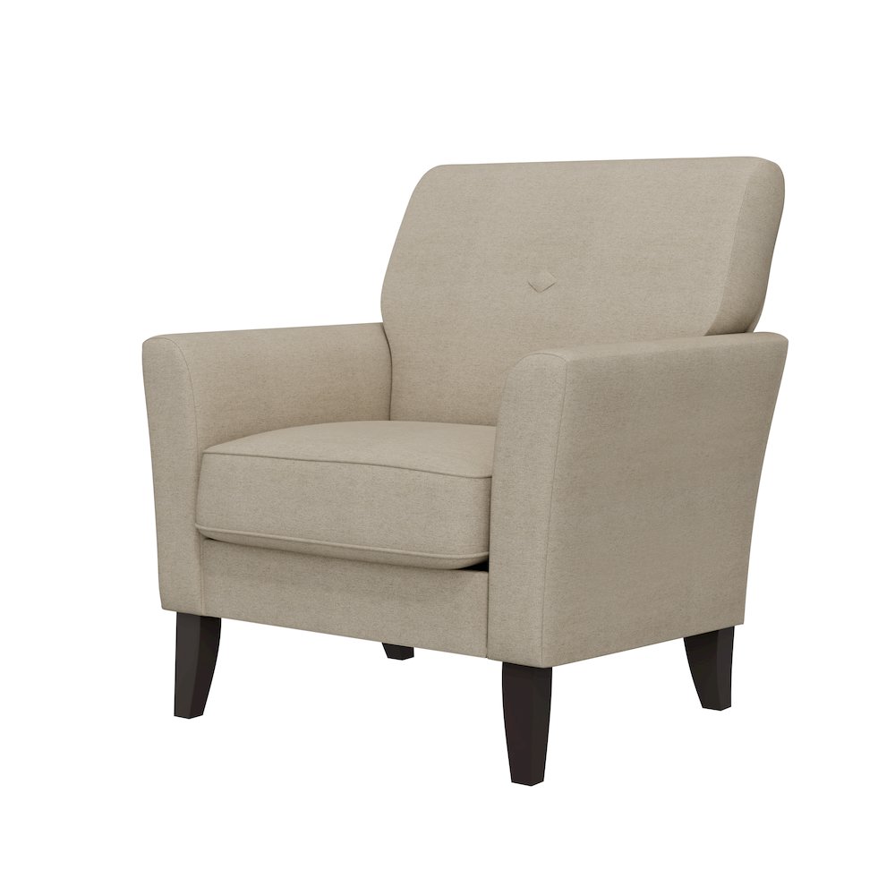 Alex Transitional Flared Arm Armchair in Barley Tan Velour. Picture 3