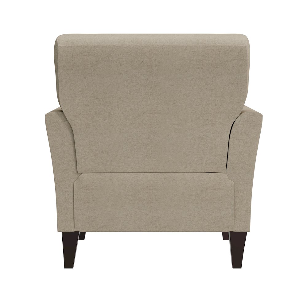 Alex Transitional Flared Arm Armchair in Barley Tan Velour. Picture 5