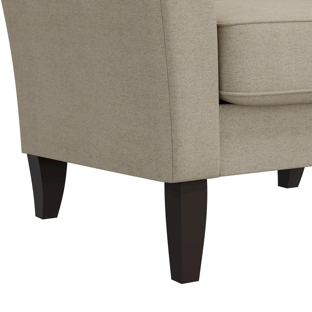 Alex Transitional Flared Arm Armchair in Barley Tan Velour. Picture 6