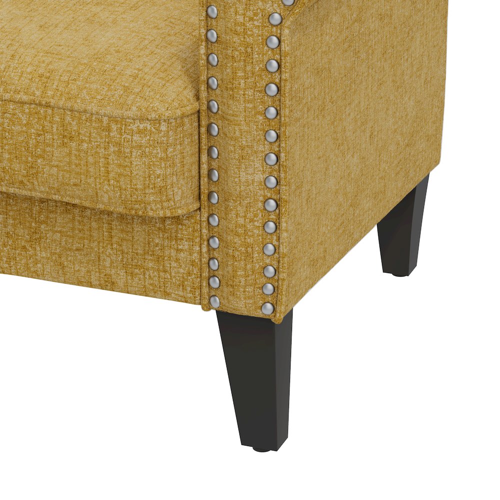 Jean Rolled Arm Chair with Nailheads in Gold Chenille. Picture 5