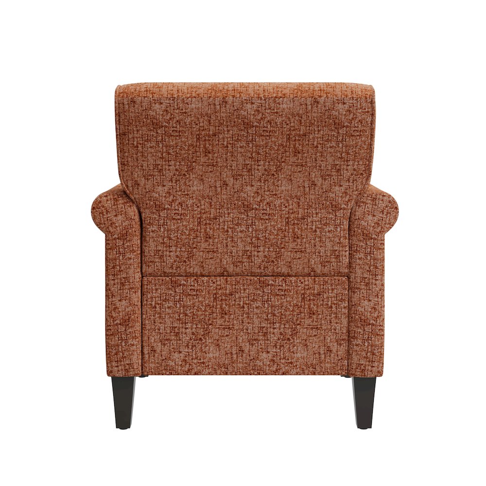 Jean Rolled Arm Chair with Nailheads in Orange Chenille. Picture 3