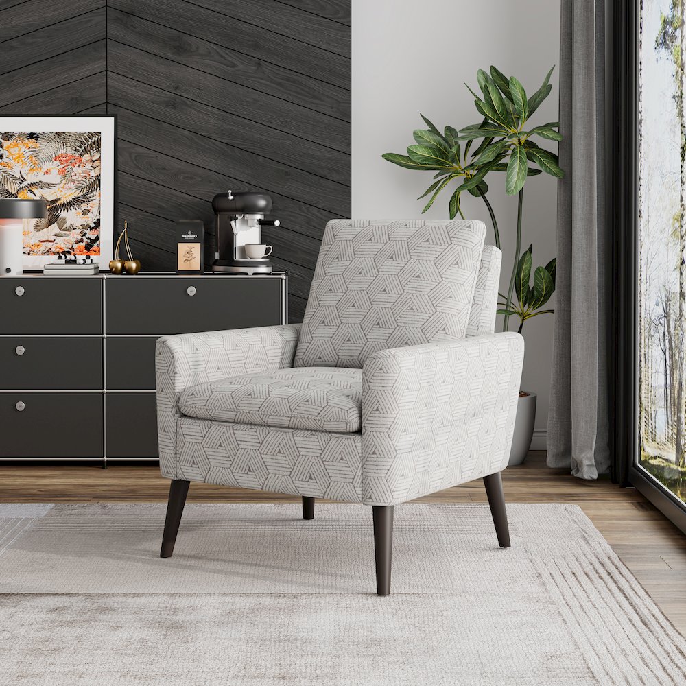 Mid-Century Modern Armchair in Tan and Cream Honeycomb. Picture 8