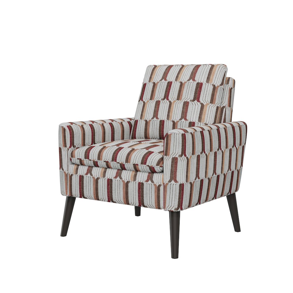 Mid-Century Modern Armchair in Tan, Cream and Red Stripe. Picture 3
