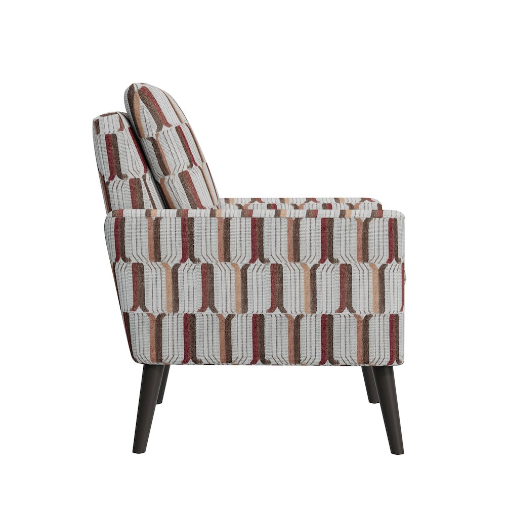 Mid-Century Modern Armchair in Tan, Cream and Red Stripe. Picture 4