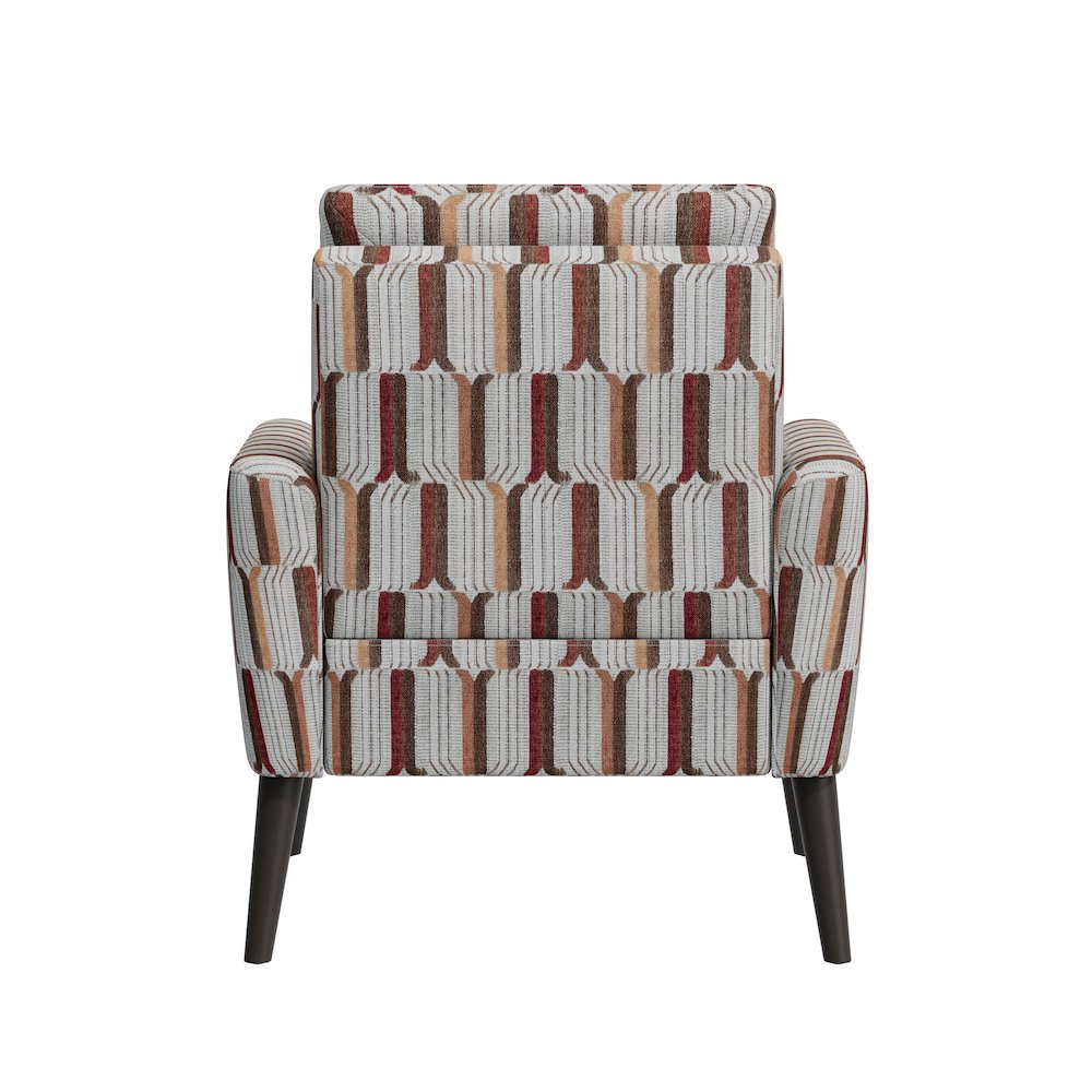 Mid-Century Modern Armchair in Tan, Cream and Red Stripe. Picture 5