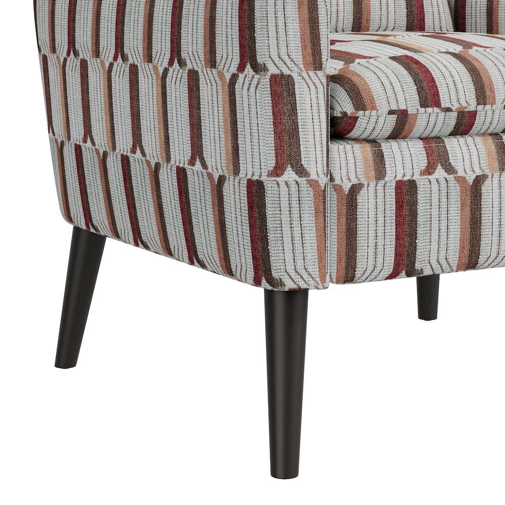 Mid-Century Modern Armchair in Tan, Cream and Red Stripe. Picture 6