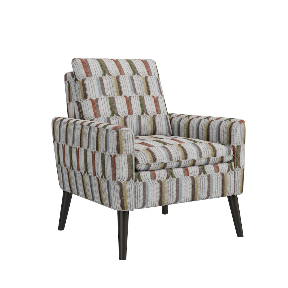 Mid-Century Modern Armchair in Brown, Green and Blue Stripe. Picture 1