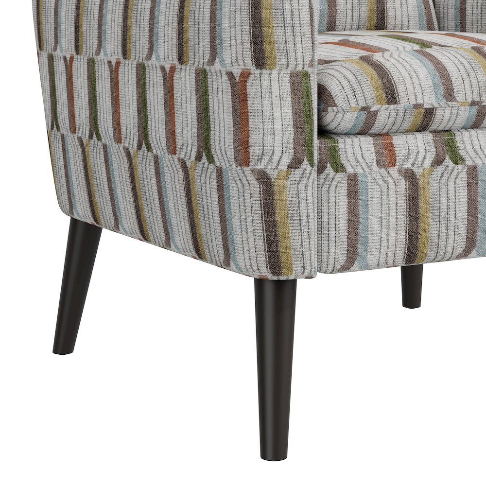 Mid-Century Modern Armchair in Brown, Green and Blue Stripe. Picture 6