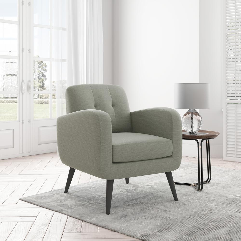 Armchair in Dove Grey Linen with Espresso Legs. Picture 8