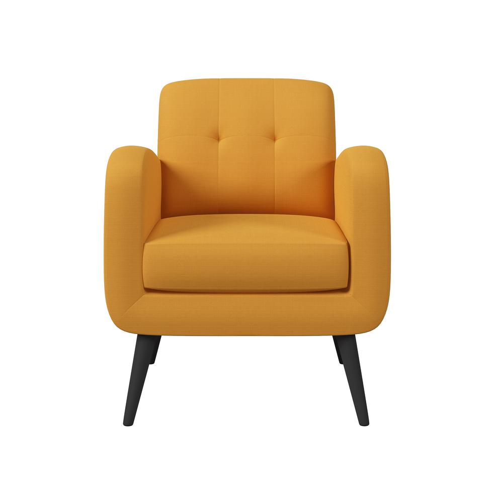 Armchair in Mustard Yellow Linen with Espresso Legs. Picture 2