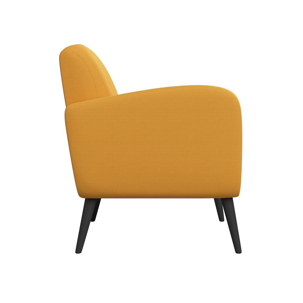 Armchair in Mustard Yellow Linen with Espresso Legs. Picture 3