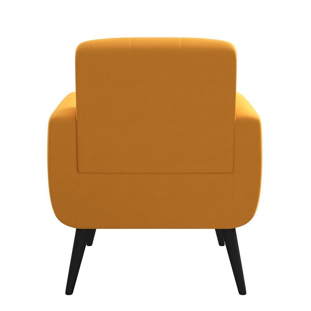 Armchair in Mustard Yellow Linen with Espresso Legs. Picture 6