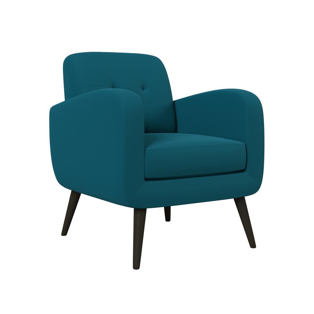 Armchair in Peacock Blue Linen with Espresso Legs. Picture 1