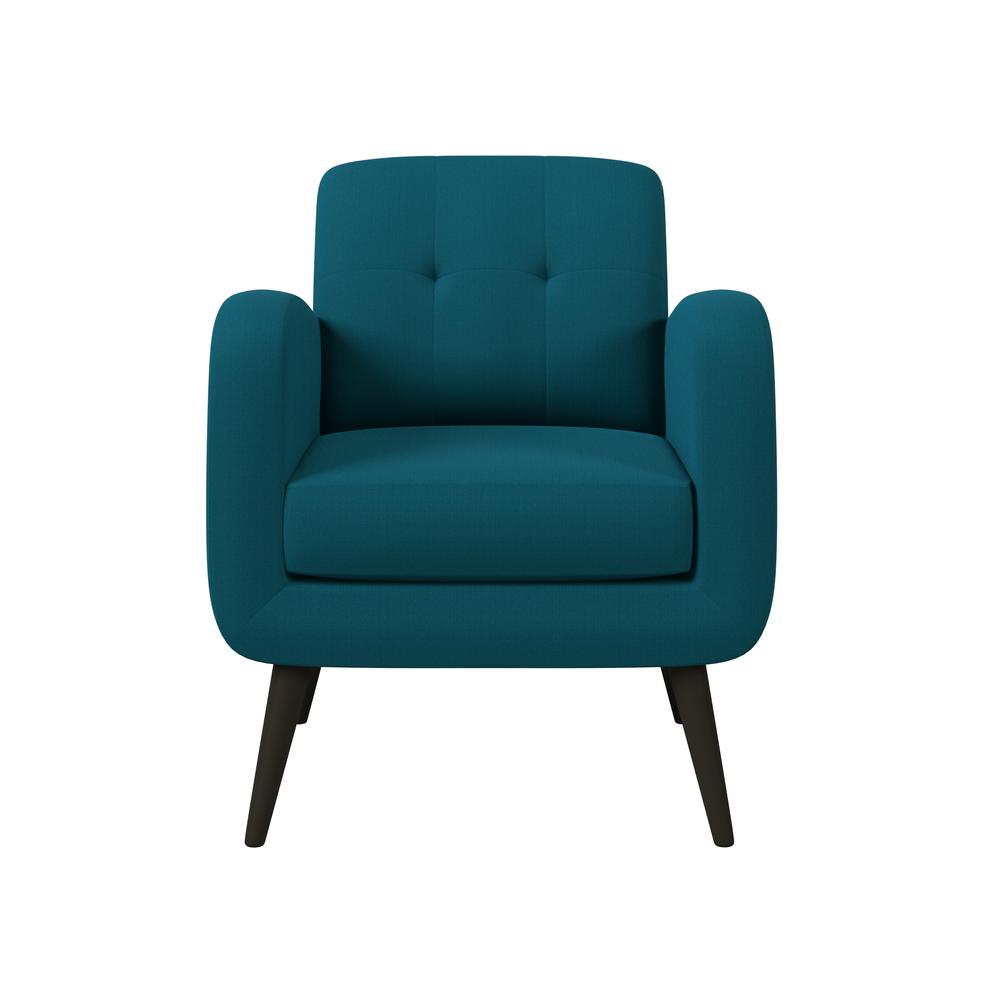 Armchair in Peacock Blue Linen with Espresso Legs. Picture 2