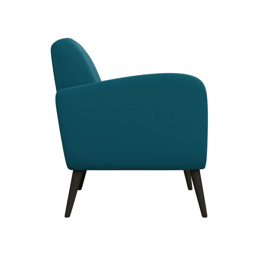 Armchair in Peacock Blue Linen with Espresso Legs. Picture 3