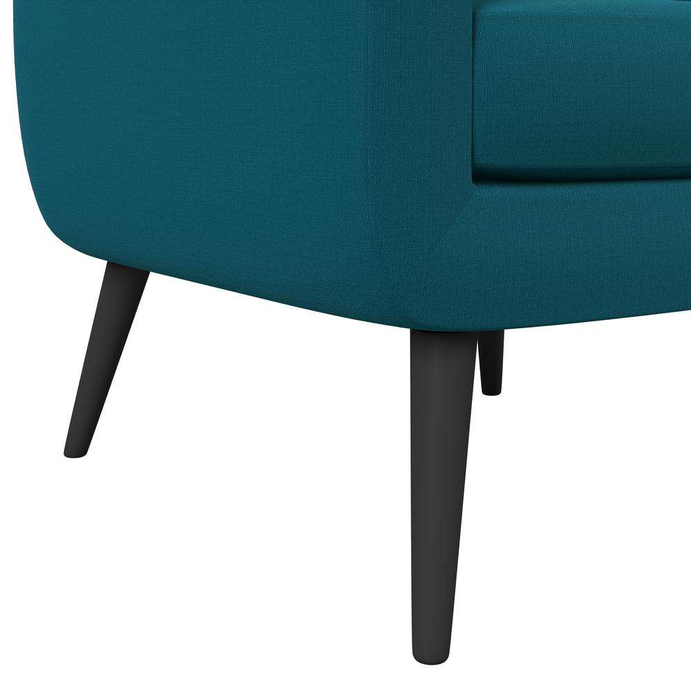 Armchair in Peacock Blue Linen with Espresso Legs. Picture 5