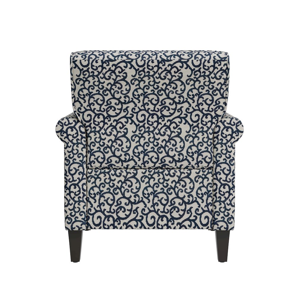 Jean Rolled Arm Chair with Nailheads in Black Curly Vine. Picture 3