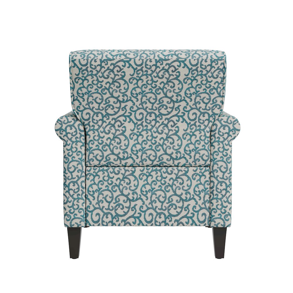 Jean Rolled Arm Chair with Nailheads in Blue Curly Vine. Picture 3