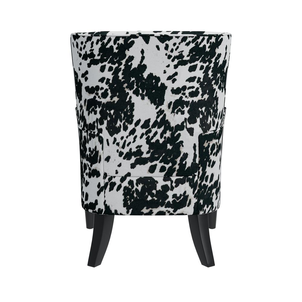 Shelter High Back Wingback Chair in Velvet Black Cow Print. Picture 5