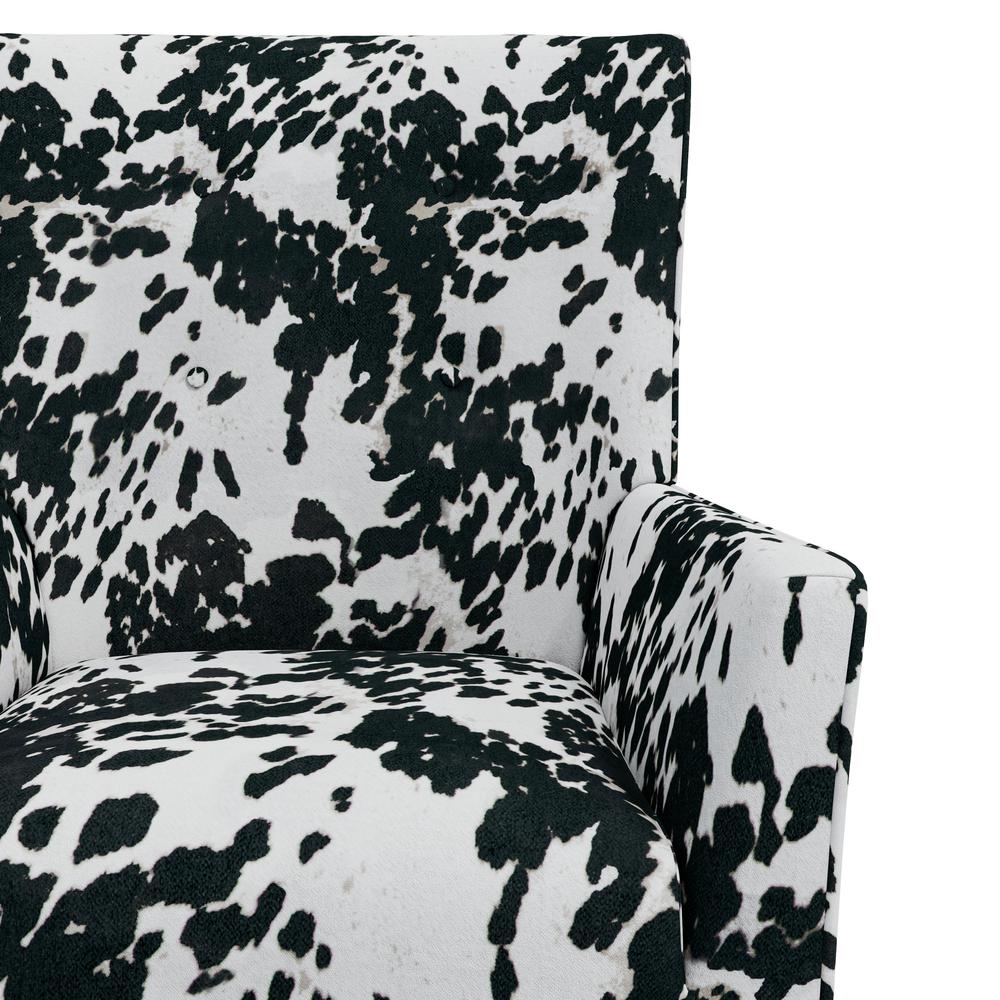 Shelter High Back Wingback Chair in Velvet Black Cow Print. Picture 6