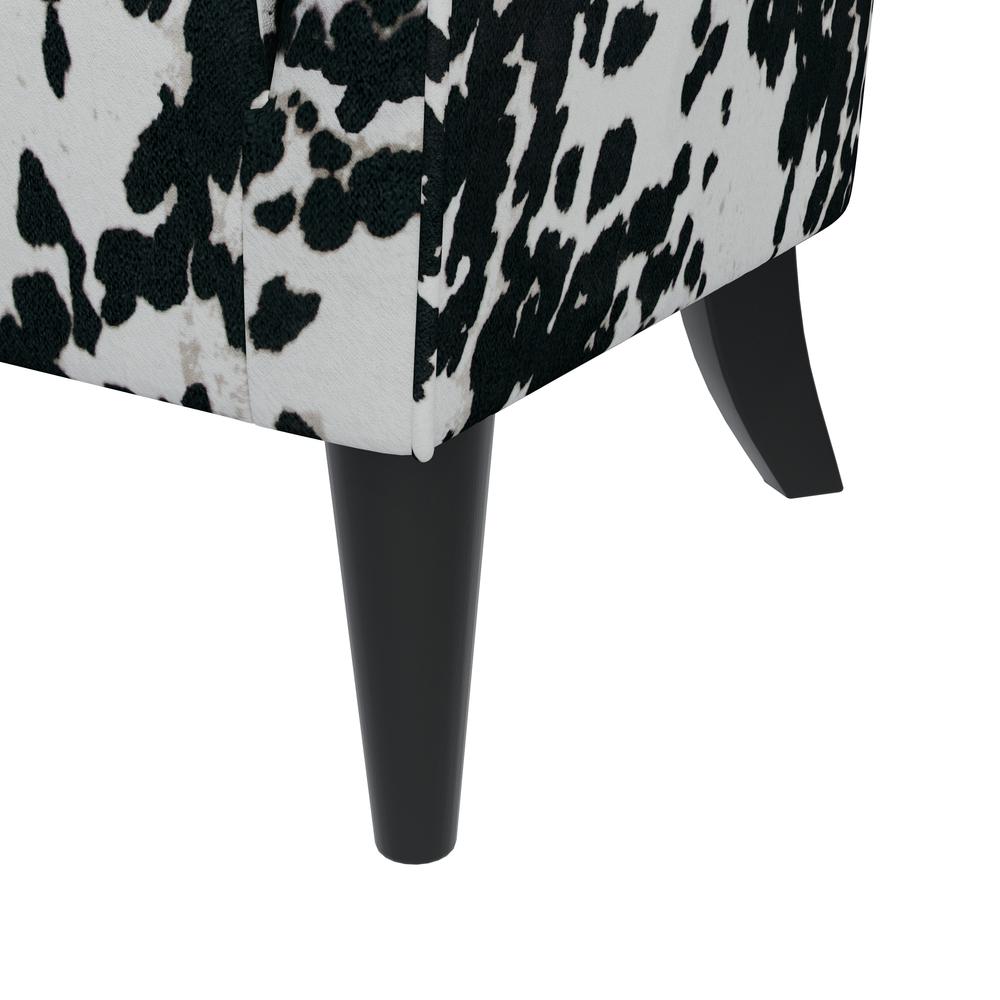 Shelter High Back Wingback Chair in Velvet Black Cow Print. Picture 7