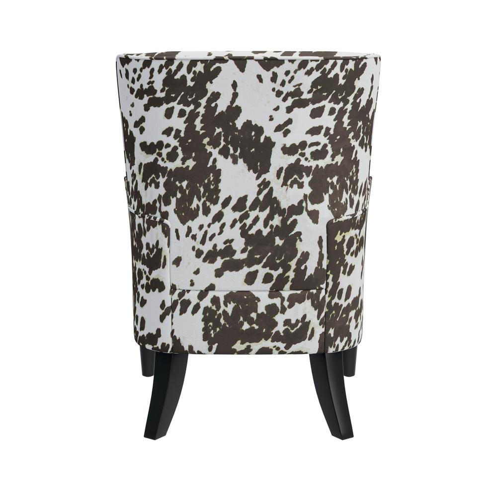 Shelter High Back Wingback Chair in Velvet Brown Cow Print. Picture 5