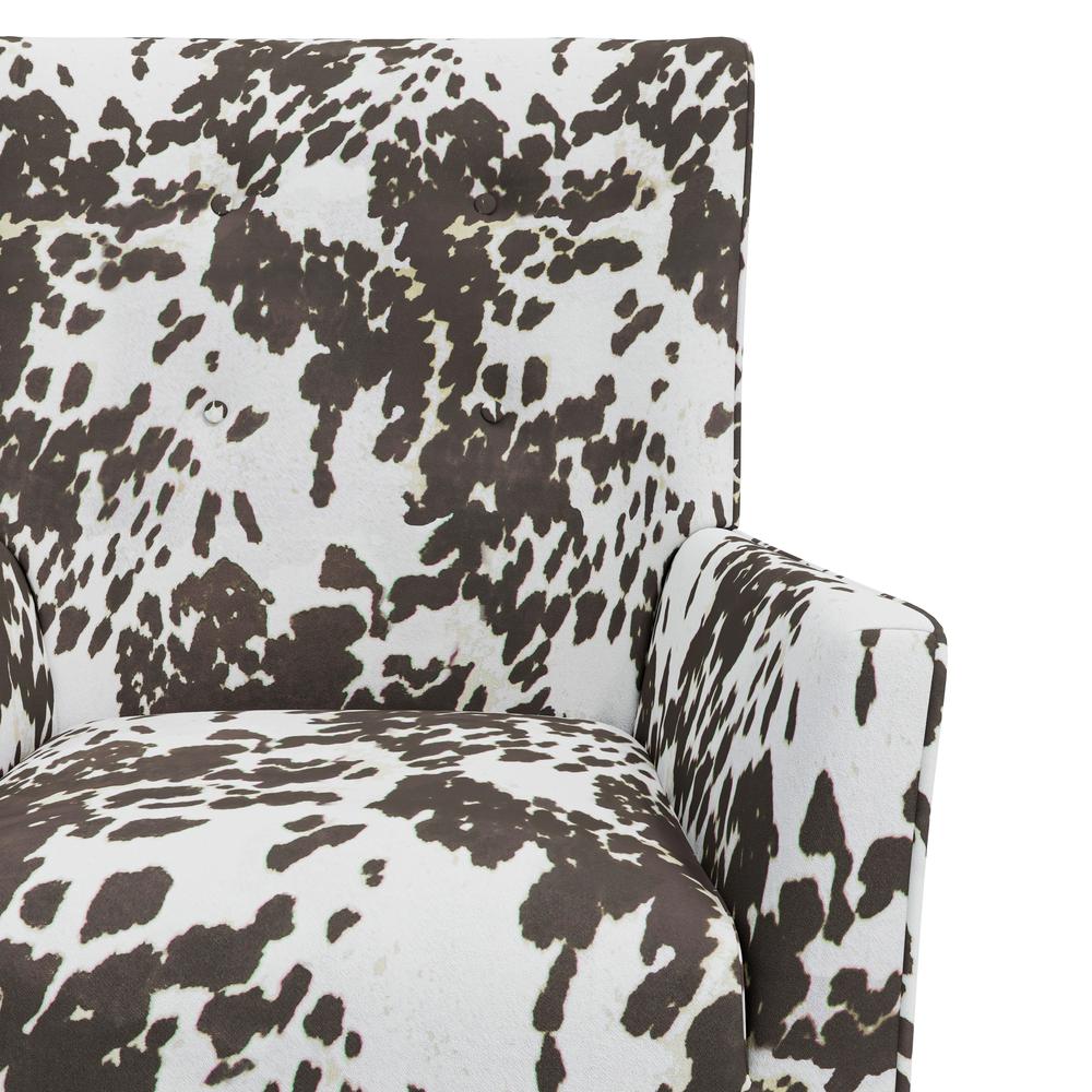 Shelter High Back Wingback Chair in Velvet Brown Cow Print. Picture 6