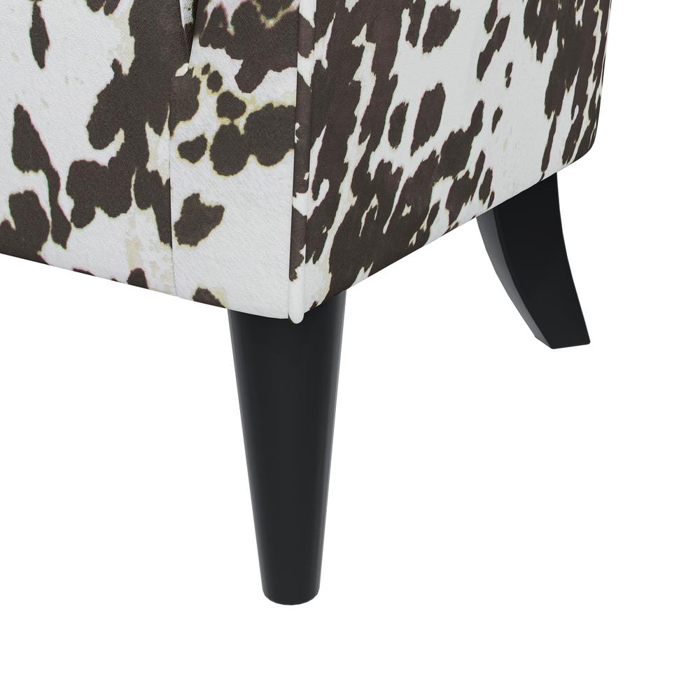 Shelter High Back Wingback Chair in Velvet Brown Cow Print. Picture 7