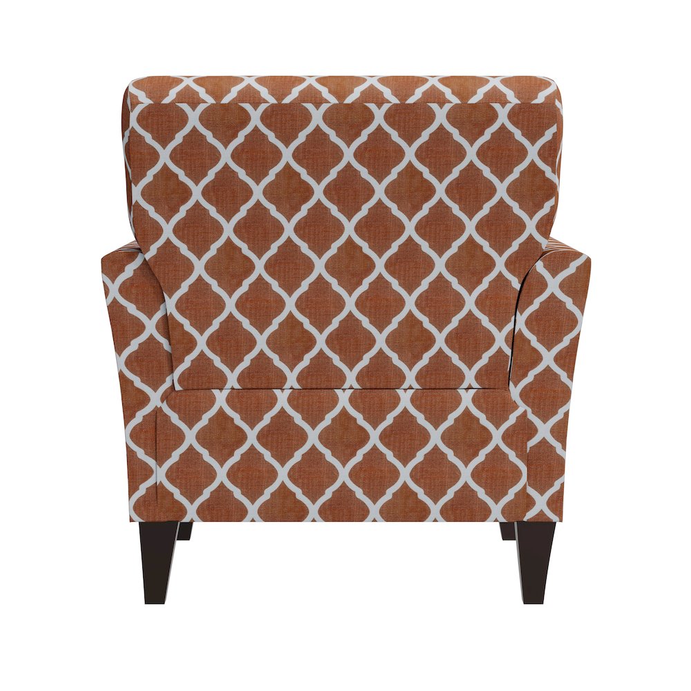 Alex Transitional Flared Arm Armchair in Orange Trellis. Picture 5