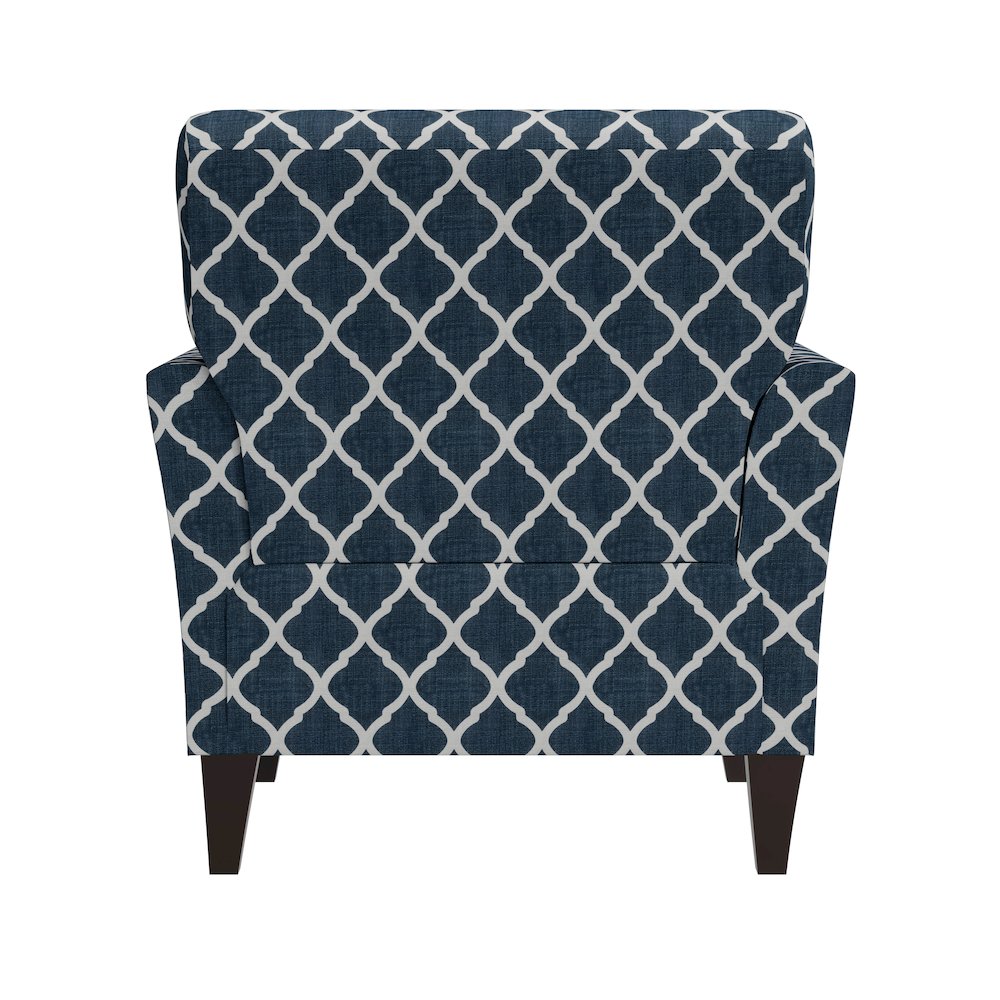 Alex Transitional Flared Arm Armchair in Blue Trellis. Picture 5
