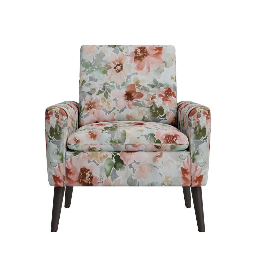 Allyson Mid-Century Modern Armchair in Orange & Green Floral. Picture 2