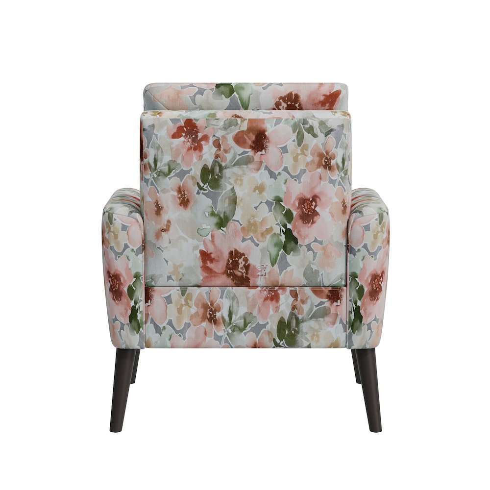 Allyson Mid-Century Modern Armchair in Orange & Green Floral. Picture 5