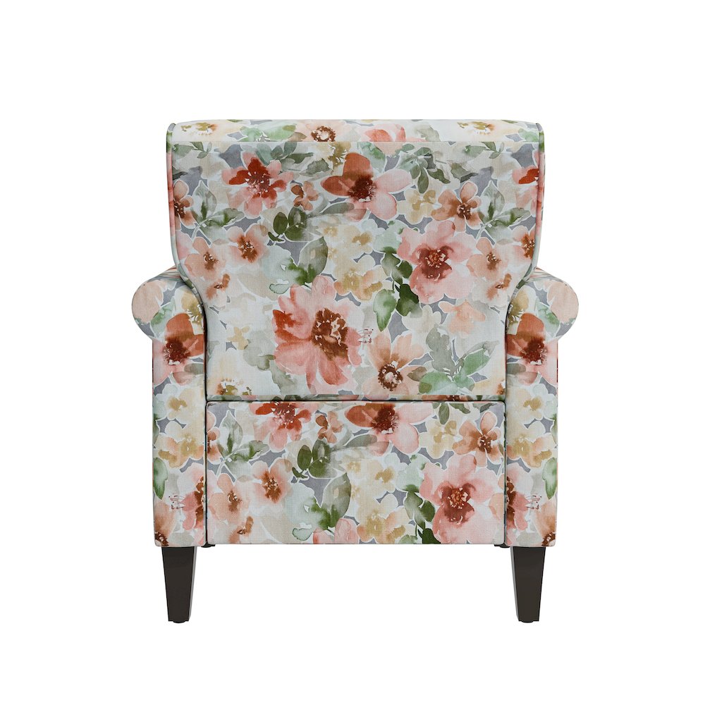 Rolled Arm Chair with Nailheads in Orange and Green Floral. Picture 4