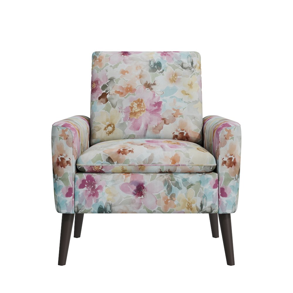 Allyson Mid-Century Modern Armchair in Pastel Pink Floral. Picture 2