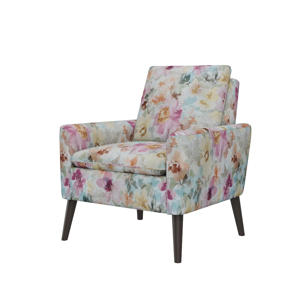 Allyson Mid-Century Modern Armchair in Pastel Pink Floral. Picture 3