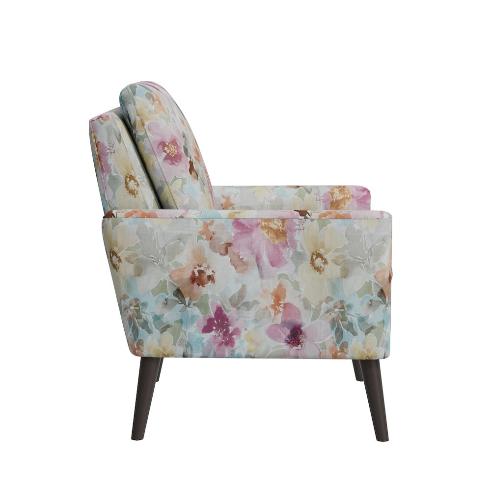 Allyson Mid-Century Modern Armchair in Pastel Pink Floral. Picture 4